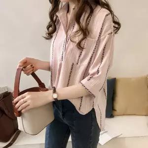봄가을 여성 캐주얼 스프 오버핏 7부셔츠 LJACS57