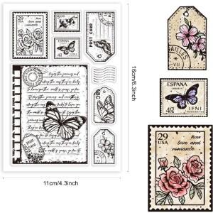 1pc 빈티지 나비 텍스트 저널링 카드에 대 한 명확한 고무 스탬프 DIY Scrapbooking 사진 프레임 앨범 장