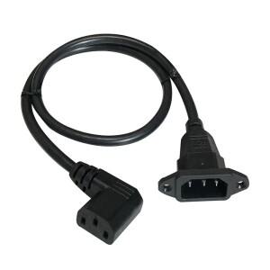 나사 구멍이 있는 IEC320 연장 코드  C14 to C13  60cm 길이 H05VV-F  3G