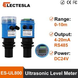 ES-UL800 10M 초음파 레벨 미터 탱크용 수위 송신기 4-20mA RS485 송신기 DC24V
