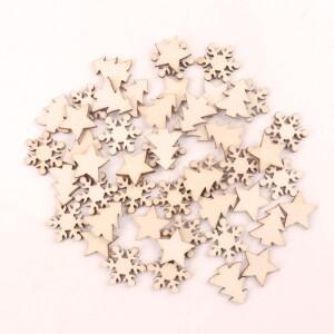 수제 나무 공예 액세서리 홈 장식 스크랩북 DIY 믹스 크리스마스 트리 눈송이 16mm 100pcs MZ298