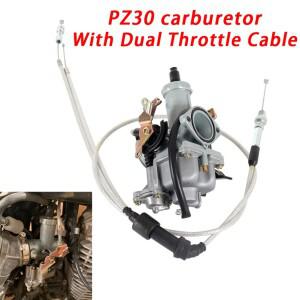 PZ30 30mm 기화기 가속 펌프 레이싱 200cc Keihin ABM IRBIS TTR 듀얼 스로틀 케이블 포함