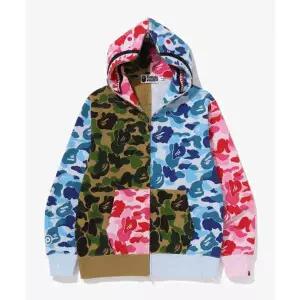 BAPE ABC 카모 크레이지 샤크 풀 집 후드(M) MULTI