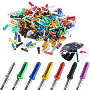 20-100Pcs 자전거 케이블 엔드 캡 알루미늄 합금 브레이크 시프터 팁 와이어 다양한 색상 라인 코어