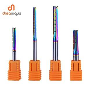 Dreanique 1pc 칩 브레이커가있는 3 개의 직선 플루트 카바이드 엔드 밀 DLC 목공 조각 CNC 트리밍 슬롯