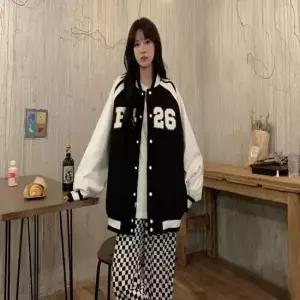 에이치에스라이프 점퍼 자켓 JP 여성 스포티 오버핏 배색 야구점퍼 여자 아우터 봄 가을