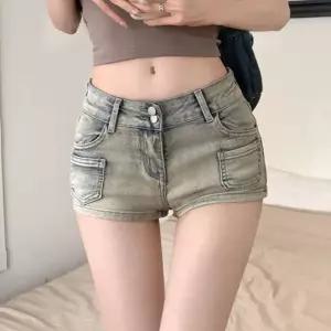 여름 하이웨스트 포켓 워싱 핫팬츠 슬림 여성청반바지