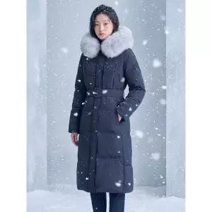 차콜 사가폭스퍼 클래식 롱 구스 다운점퍼 4TD009