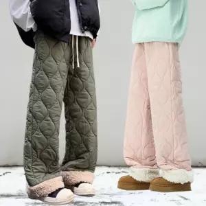 남자 여자 겨울 패딩바지 양털바지 방한 밴딩 누빔 와이드팬츠 캠핑 등산 솜바지