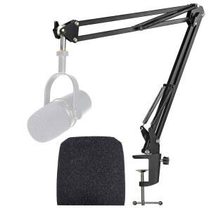 MV7 MV7X MV7+ BOOM ARM - SHURE 및 MV7X MV7+와 호환되는 FOAM COVER가 장착된 MIC YOUSHARES의 팝 필터가 적용된 마이크