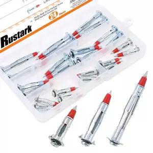 Rustark 24Pcs 35/46/59mm 헤비 듀티 아연 도금 강철 롱 몰리 볼트 드라이브 패스너 중공 벽 앵커 나사