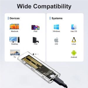 M.2 NGFF SATA SSD 인클로저 어댑터 USB to B-Key/(B+M) Key 2242/2260/2280용 솔리드 스테이트 드라이브