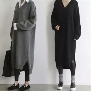 냉장고 하객 데일리 샤틴 니트 돌잔치엄마 원피스 루즈핏 겨울 여성 울혼방