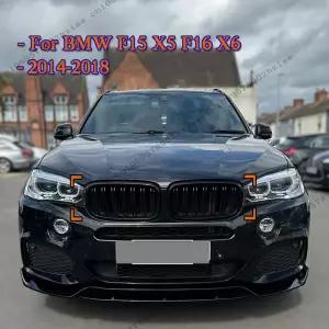 자동차 그릴망 튜닝 BMW 호환 F15 X5 F16 X6 2014-용 글로스 블랙 프론트 범퍼 키드니 그릴 더블 라인 스포