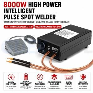 8000W 고출력 스마트 듀얼 펄스 스폿 용접기 18650 배터리 세트 0.15MM용 휴대폰 핸드폰 스마트 이중 포인