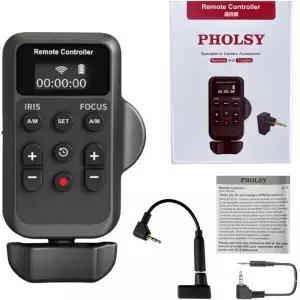 PHOLSY LANC 리모컨이 포함된 원격 무선 캠코더 비디오 줌 포커스 IRIS 및 녹화 기능을 지원하며 캐논과