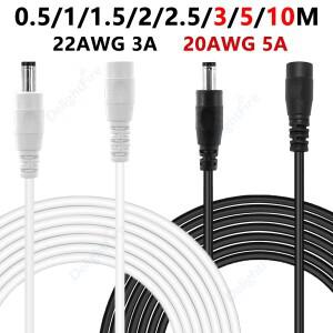 20/22AWG 12V DC 전원 케이블 남성 여성 플매트 카펫 러그 5.5 2.1mm 어댑터 연장 카메라 CCTV Led 스트립
