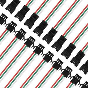 20쌍 JST SM 3핀 15cm 커넥터 (WS2812B FOCB CCT LED 스트립용) 암수 22awg 와이어