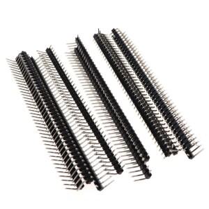PLC 케이블10 개/몫 2.54mm 1*40p 90도 직각 단일 행 남성 R/A 40 핀 헤더 포지티브 PCB 보드 커넥터