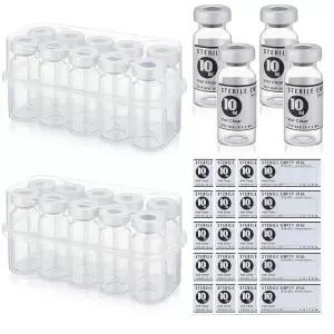 Threlaco 20개입 10ml 멸균 바이알 유리 밀봉 주사 포트 알루미늄 페니실린 병 디자인 내용물 식별용 라벨