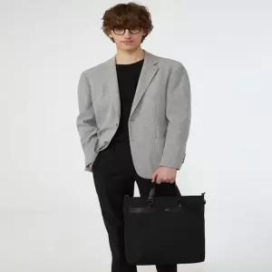 헤지스 액세서리 남성 25FW [스테디셀러] 블랙 로고프린트 가죽 토트백 WUBA5F357BK