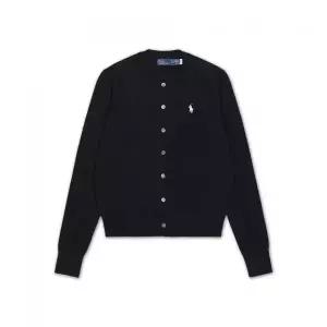 POLO RALPH LAUREN 코튼 크루넥 카디건-블랙 2449539
