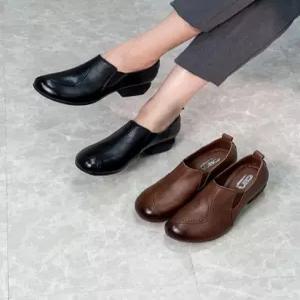 패스트슈즈몰 FSS1859 여성 가죽 밴딩 부티힐 6.5cm 편안한 데일리 오피스 구두