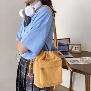 여성 코듀로이 복조리 미니 크로스백 1P 캐주얼 가방 여행 수납 보조