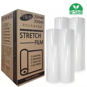 20mic 350m 4롤 7겹 스트레치필름 파렛트랩핑 공장랩 투명 물류용 warp