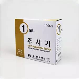 한국백신 일회용주사기 1ml 26Gx13mm 100개입