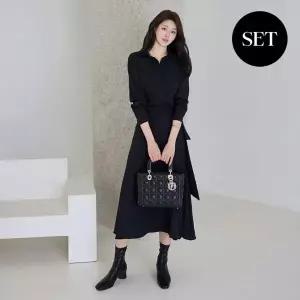 [모리스커밍홈] 블라우스 + 플리츠 랩스커트 셋업_M2509SE055C