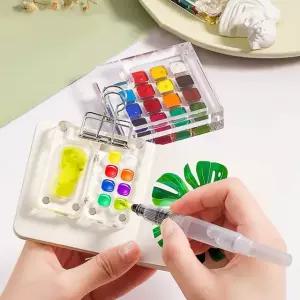 15색 그림 물감 미니 세트 수채화 스케치 여행 일기장 케이스 팔레트 해외 휴대용