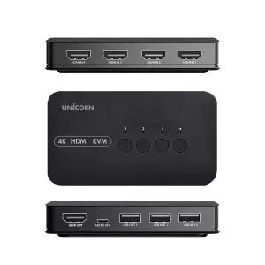 유니콘 KVM-400HV 4K 4포트 HDMI KVM 스위치 PC선택제어 USB공유
