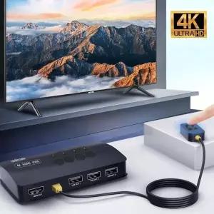 유니콘 4K 4포트 HDMI KVM스위치 모니터 키보드마우스 USB공유 HDMI케이블포함 KVM-400HV
