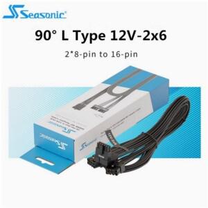 Seasonic 블랙  전원 어댑터 케이블 90 ° Gen 5 12V 2x6 16 핀 2x8 ATX3.0
