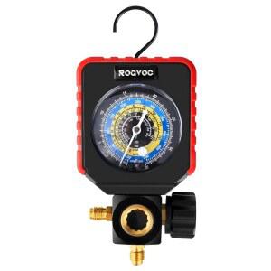ROGVOC 단일 매니폴드 게이지 HVAC 냉매 AC 게이지 압력 R22 / R32 R410A R134A 충전 미터 밸브 MCH