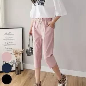린넨 포켓 코튼 7부 팬츠 308J108S 빅사이즈 여성 (10877598A)