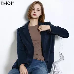 [르오트(LeOT)] 스웨이드대열풍! 인조스웨이드 테일러카라 세미오버핏 재킷-사이즈 55~88다양