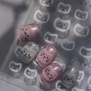 [하프클럽/셀럽하우스]네일아트 귀여운 냥이 고양이 얼굴 자석네일형 스티커