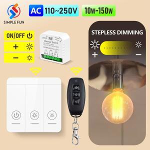 433mhz 무선 조광기 전등 스위치 AC 110V 220V 10~150W 밝기 제어 원격 모듈 LED 전구 할로겐 램프