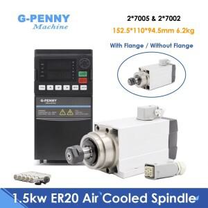 G-Penny 220v380v 1.5kw ER20 공냉식 스핀들 모터 4개 P4 베어링 플랜지 포함 사각형 타입 및 VFD