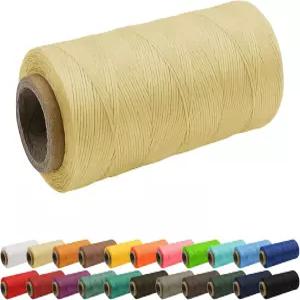 JeogYong 1mm 왁스 처리 실 284야드 150D 평면 가죽 재봉실 공예 제본 신발 수선용 손바느질 코드 베이지