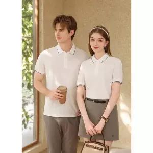 여름 남녀공용 냉감 통기성 티셔츠 슬림 베이직 카라 셔츠 커플 캐주얼 상의