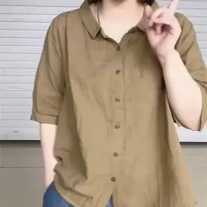 여성 5부소매 블라우스 루즈핏 통기성 얇은 남방 반팔 셔츠 데일리룩