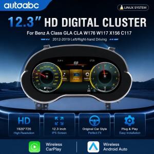 메르세데스 벤츠 A GLA CLA 클래스 W176 X156 117 C177용 12.3인치 LCD 디지털 계기판 클러스터 (무선 CarP