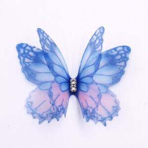 50Pcs 3D Organza 패브릭 나비 아플리케 그라디언트 색상 더블 레이어  메쉬 패치 반투명