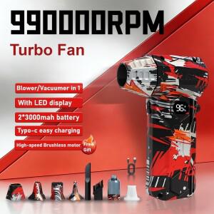 에어 블로워 L11 초강력 990000RPM 압축 공기 먼지 제거기 전력 소비 표시 진공 제트 팬 자동차용