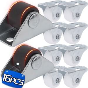16/2PCS Directional Casters Furniture Wheel Pulley Silent Rotation Tray Fixed Roller Movable Tool