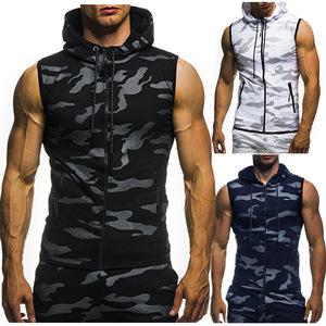 2025  패션 지퍼 카디건 스웨터 망 민소매 후드 조끼 자켓 플러스 사이즈 S-4XL streetwear