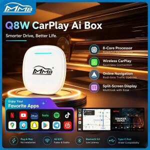 MMB 맥스 울트라 스마트 박스 안드로이드15 무선 카플레이 오토 AI 유튜브&IPTV용 QCM6350 8코어 WiFi